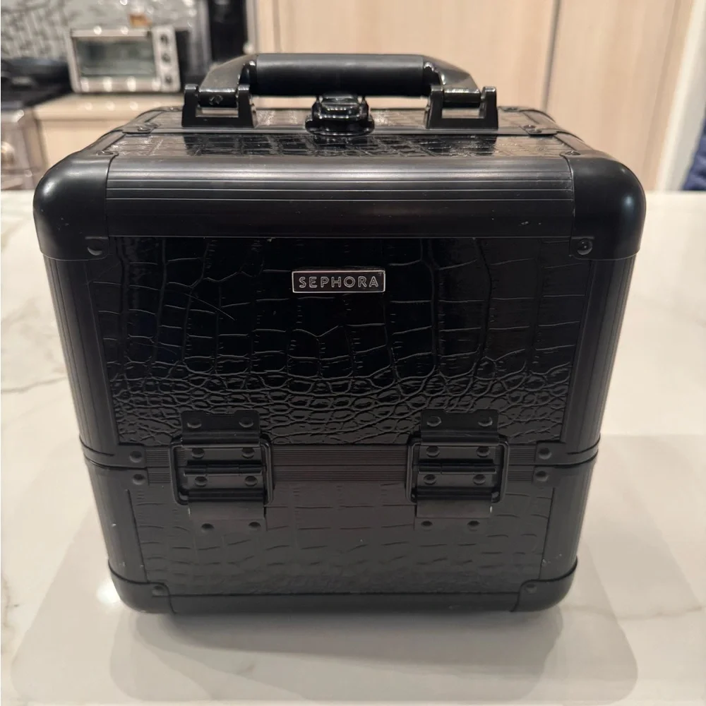 Sephora Black Croc-Textured Makeup Train Case
